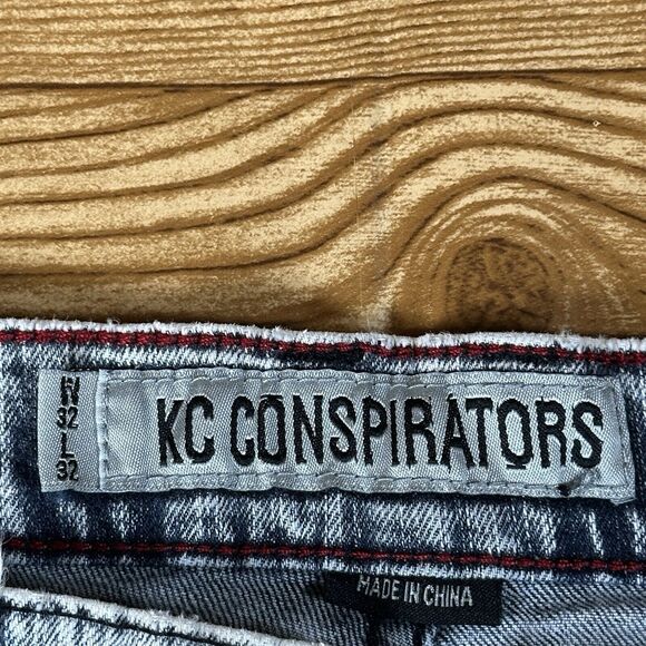 KC Conspirators Jeans Men’s  32x32 Gray Denim BUTTON FLY Skinny Designer - Picture 4 of 16